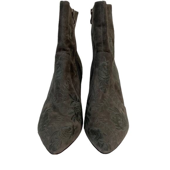 Anthropologie Silent D Mamet Gray Embroidered Suede Heeled Boots Size 10 - Picture 8 of 10